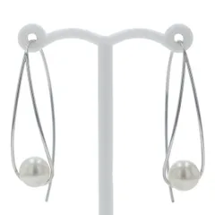 K10WG ホワイトゴールド ピアス パール 真珠 6.4mm 一粒 フック スイング 【新品仕上済】【zz】【中古】