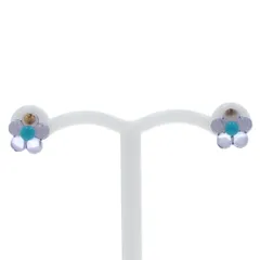 K18YG イエローゴールド ピアス 模造石 フラワー 花 モチーフ 2way シンプル【新品仕上済】【zz】【中古】