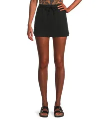 モアモア レディース ボトムス スカート ミニ Moa Moa Mid Rise Drawstring Mini Skort Black ブラック