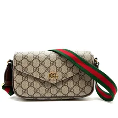 GUCCI グッチ　GGスプリーム　PVC　ショルダーバッグ　764961　シェリー　ベージュ　クロスボディ　ミニバッグ　レディース