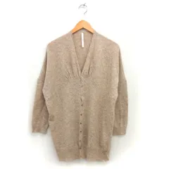 スナオクワハラ sunao kuwahara ロング カーディガン ニット ウール ギャザー リブ 長袖 M ベージュ /NT14