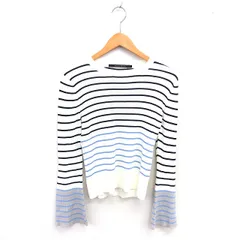 イェッカヴェッカ YECCA VECCA タグ付き ニット セーター ボーダー 丸首 長袖 F アイボリー ブラック 黒 /TT8