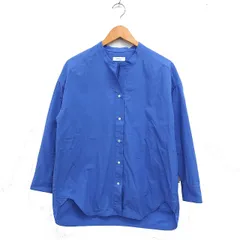 シップス エニィ SHIPS any 開襟 バンドカラー シャツ ブラウス 長袖 無地 36 サックスブルー /FT6