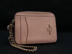 COACH コーチ 6303 レザー チェーン フラグメントケース カードケース カード入れ コインケース 小銭入れ レディース ピンク系 DL6796
