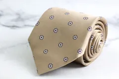 ジェイプレス ブランドネクタイ 花柄 小紋柄 シルク PO メンズ ベージュ J.PRESS 【中古】