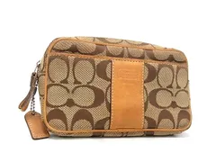 COACH コーチ シグネチャー キャンバス×レザー メイクポーチ マルチケース 小物入れ レディース ライトブラウン系 DM2716