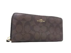■美品■ COACH コーチ F59267 シグネチャー PVC ラウンドファスナー 長財布 札入れ 小銭入れ ウォレット ブラウン系 DM2724