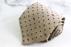 バーバリーロンドン ブランドネクタイ ホースマーク ドット 小紋柄 シルク PO メンズ ベージュ BURBERRY LONDON 【中古】