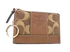 COACH コーチ シグネチャー キャンバス×レザー コインケース パスケース 定期入れ 小銭入れ レディース メンズ ブラウン系 DM2730