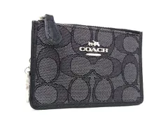 ■美品■ COACH コーチ 64435 シグネチャー キャンバス×レザー コインケース パスケース 小銭入れ ブラック系 DM2754