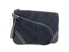 ■美品■ COACH コーチ シグネチャー キャンバス×レザー アクセサリーポーチ アクセサリーケース 小物入れ  ブラック系 DM2759