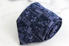 ディズニー ブランドネクタイ ミッキー 総柄 格子柄 キャラクター柄 PO メンズ ネイビー Disney 【中古】