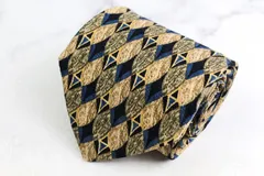 エルメネジルドゼニア ブランドネクタイ 総柄 格子柄 パネル柄 シルク PO メンズ ネイビー Ermenegildo Zegna 【中古】