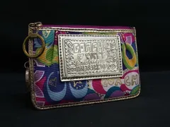 ■美品■ COACH コーチ キャンバス×レザー 総柄 コインケース コインパース 小銭入れ カードケース ピンク系×マルチカラー DM2776