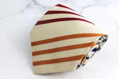 ヨウジヤマモト ブランドネクタイ ストライプ柄 マルチカラー シルク 日本製 PO メンズ ホワイト Yohji Yamamoto 【中古】のサムネイル