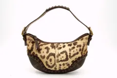 コーチ ワンショルダー ハンドバッグ レオパード柄 ハラコ ファー レザー 茶 ブラウン COACH 5600h