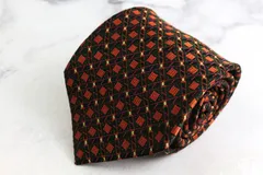 ポールスミス ブランドネクタイ チェック柄 スクエア柄 格子柄 シルク PO メンズ オレンジ Paul Smith 【中古】