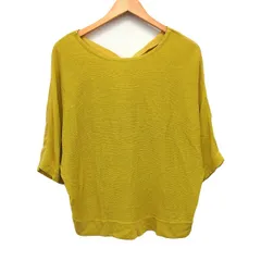 ガリャルダガランテ GALLARDAGALANTE カットソー 切替 ニット 無地 シンプル ドルマンスリーブ 七分袖 丸首 バックVネック 麻混 F マスタードイエロー 黄 /HT13