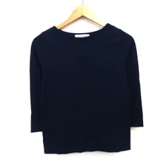 ナノユニバース nano universe カットソー Tシャツ 無地 シンプル 切替リブ 七分袖 丸首 綿混 36 ネイビー 紺 /HT9