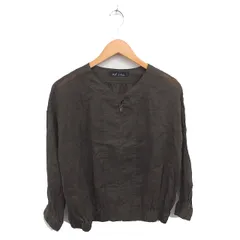 マト Mat ブルゾン ジャケット リネン ノーカラー ジップアップ 長袖 F カーキ /TT