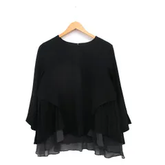 ルイルエブティック RUIRUE BOUTIQUE ブラウス シャツ 七分袖 プリーツ シフォン ブラック 黒 /KT10