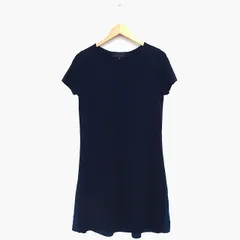 アンタイトル UNTITLED ニット ワンピース フレア ロング 半袖 丸首 ウール混 切替 バイカラー 無地 シンプル 2 ブラック 黒 /HT25