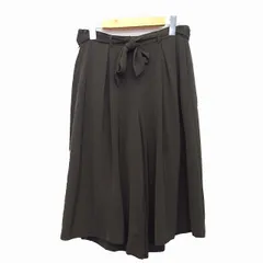 ローリーズファーム LOWRYS FARM ガウチョ パンツ ワイド クロップド 無地 シンプル ウエストリボン タック F カーキ /HT17