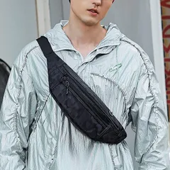 【新品】ボディバッグ ウエストポーチ ショルダーバッグ 迷彩柄 カモフラージュ コーティング 軽量 防水 3WAY 3ポケット＜ブラック迷彩柄＞ウエストバッグ クロスボディ ワンショルダー 斜め掛け 肩掛け メンズ レディース オシャレ 音楽再生 外出 黒