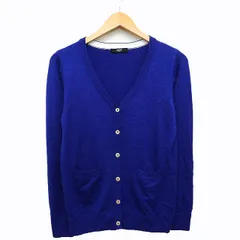 ニコルセレクション NICOLE Selection ニット カーディガン 刺繍 シンプル 切替リブ 長袖 Vネック FREE ブルーパープル 青紫 /HT4