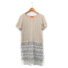 スーナウーナ Sunauna ワンピース 半袖 切替 レース ロング 38 アイボリー 白 /KT3