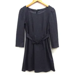 プロポーション ボディドレッシング PROPORTION BODY DRESSING ワンピース フレア ミニ 膝上 シンプル タック リボンベルト 七分袖 丸首 3 チャコール 灰 /HT22