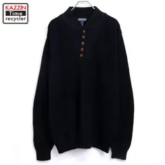 90s USA製 vintage LANDS' END ヘンリーネック コットン ニットセーター メンズ 表記Lサイズ