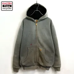 00s Carhartt 裏地メッシュ ジップアップ サンフェード スウェット パーカー メンズ XLサイズ相当 ビッグサイズ オーバーサイズ