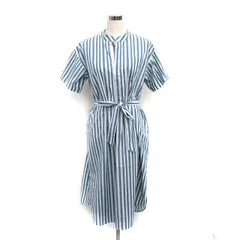 アーバンリサーチ URBAN RESEARCH シャツ ワンピース ロング リボン コットン ストライプ F ブルー 青 /KT23