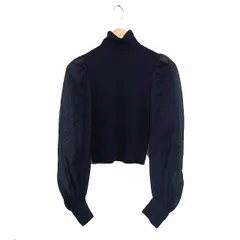 スナイデル SNIDEL シアースリーブ レイヤード ニット タートルネック 長袖 無地 F ネイビー 紺 /FT29