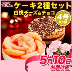 【母の日（5/10）お届け専用】【母の日カード付き】🍑白桃チーズ＆🍫チョコケーキセット🍰 2種 4号レアチーズ ベルギー チョコレート ケーキ 白桃 モモ もも ギフト プレゼント 贈り物 冷凍 記念日 スイーツ 誕生日 贈り物 プレゼント