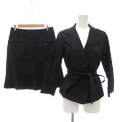 フラジール FRAGILE セットアップ カジュアル ジャケット スカート ひざ丈 リボンベルト 38 黒 ブラック /JS ■YHS2
