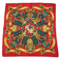 美品 HERMES エルメス スカーフ カレ90 シルク EUROPE ヨーロッパ 女神 子供 レッド