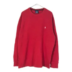90年代 Polo by Ralph Lauren ポロ ラルフローレン SLEEPWEAR 長袖サーマルＴシャツ レッド(メンズ XL)中古 古着 X4053