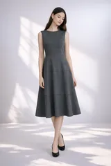 【未使用級】【参考価格129,600円】FOXEY BOUTIQUE 36294/フォクシーブティック リッチグレー ウール カットワーク ワンピース ドレス Dress“Torte”  40