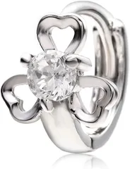 ピアス レディース リング CZダイヤ お洒落 片耳用 フープピアス 星 スター クローバー 人気モチーフ (クローバー) [クローバー]