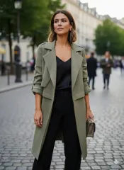 STUOFFICE オリーブ グリーン Long トレンチコート L