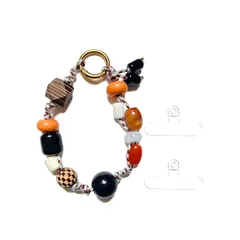 【新品】 [Oumino] スマホストラップ ハンドストラップ 携帯ストラップ リストストラップ 手首 iPhone 対応 極太 ビーズ 長さ23cm おしゃれ バッグチャーム 可愛い アウトドア 落下防止 全機種対応 (キャラメルマキアート色) 0