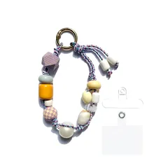 【新品】 [Oumino] スマホストラップ ハンドストラップ 携帯ストラップ リストストラップ 手首 iPhone 対応 極太 ビーズ 長さ23cm おしゃれ バッグチャーム 可愛い アウトドア 落下防止 全機種対応 (サマーティー色) 0