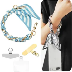 【新品】 [oioiso] スマホストラップ スカーフ風 スカーフチェーンストラップ 手首 ハンドストラップ おしゃれ かわいい スマホ落下防止 ストラップホルダー 挟むだけ 韓国 レディース 女性 携帯ストラップ スマホアクセサリー 手ぶら 紐 大人可愛 1