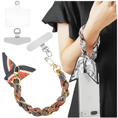 【新品】 [oioiso] スマホストラップ スカーフ風 スカーフチェーンストラップ 手首 ハンドストラップ おしゃれ かわいい スマホ落下防止 ストラップホルダー 挟むだけ 韓国 レディース 女性 携帯ストラップ 手ぶら 紐 大人可愛い 紛失防止 (22 1
