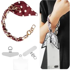 【新品】 [oioiso] スマホストラップ スカーフ風 スカーフチェーンストラップ 手首 ハンドストラップ おしゃれ かわいい スマホ落下防止 ストラップホルダー 挟むだけ 韓国 レディース 女性 携帯ストラップ 手ぶら 紐 大人可愛い 紛失防止 (31 1