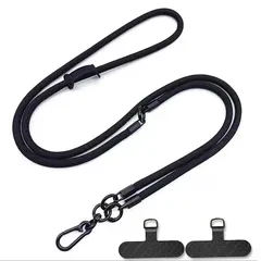 【新品】 [SunFrame] 携帯 スマホストラップ ショルダー 首掛け iphone ネックストラップ 肩掛け 可愛い ストラップ2つ組み合わせ 長さ調整可能 ホルダー付き ブラック 0