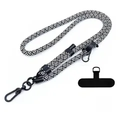 【新品】 [F FUTURE] スマホショルダー 長さ調整可能 直径10mm スマホストラップ アウトドア ショルダーストラップ 携帯ストラップ 紐 斜めがけ 肩掛け 首掛け 落下防止 全機種対応 (シマシマ, 長さ調整可能太め10ｍｍ) 0