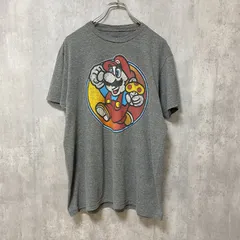 古着 used　SUPER MARIO　マリオ　半袖キャラクタープリントTシャツ　任天堂　Nintendo　グレー　Mサイズ【値引き交渉OK！】